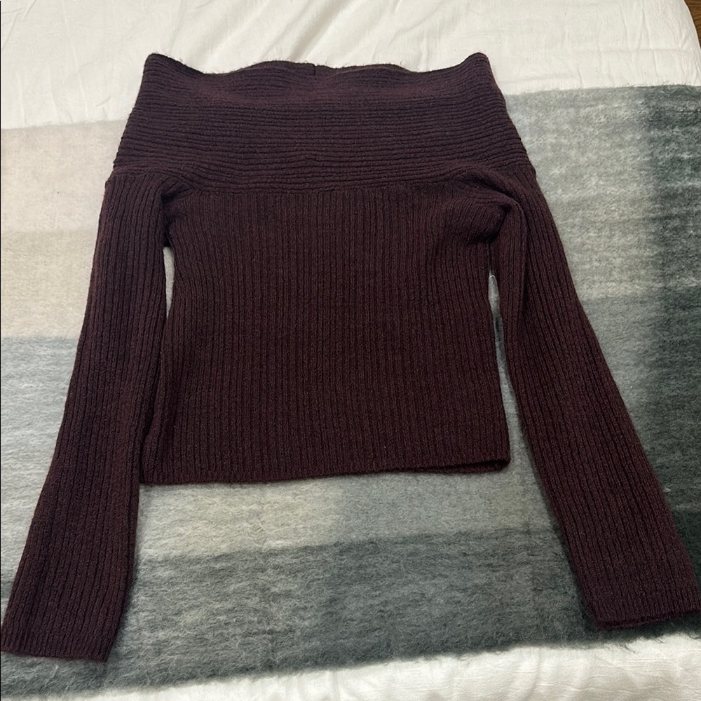 Elegant Off-Shoulder Maroon Sweater